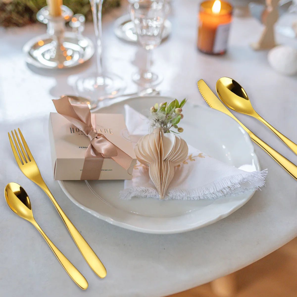 Luxury Cutlery Set Stainless Steel Knife Spoon Fork Cutlery Silverware Golden Cutlery Set for Wedding