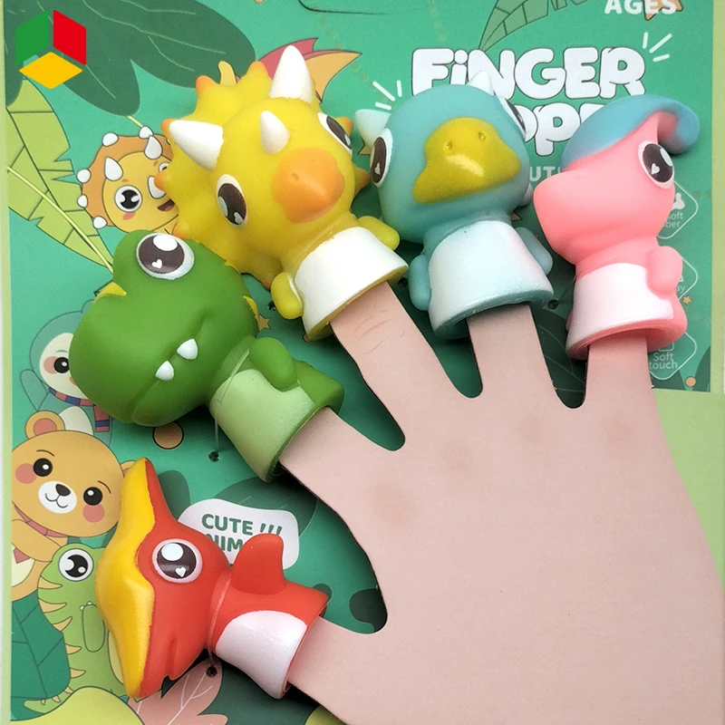 QS OEM мультяшный силиконовый мягкий виниловый резиновый динозавр животных мини маленький малыш для ванны ручной палец куклы игрушки для детей по индивидуальному заказу