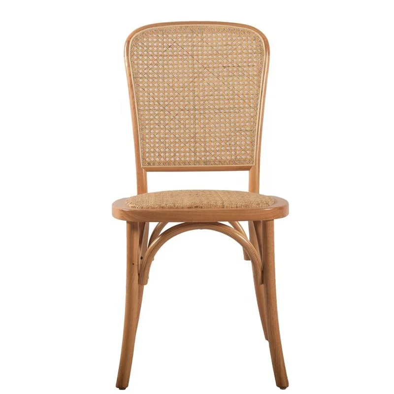 Cheap Stackable Wood Rattan Chair Monoblock Style Dining Chair With Rattan Seat