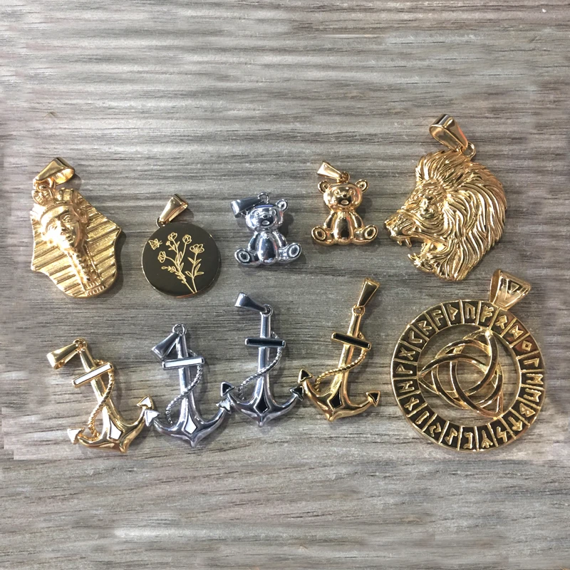 Wholesale Anchor Pendant Ship Wheel Charms Jewelry Women Men Stainless  Steel Anchor Necklace Gift