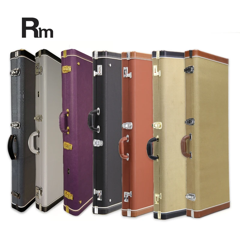 WC06C-E2 OEM ODM Factory's Hardwood Electric Guitar Case Gun-Shaped Design Wooden Leather for Electronic Organ Custom Guitar Bag