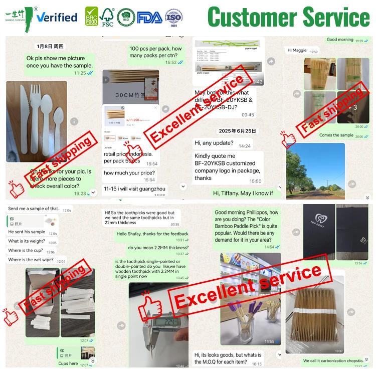 Factory Direct FSC FDA Certified Bulk Bamboo Toothpicks Custom Packaging