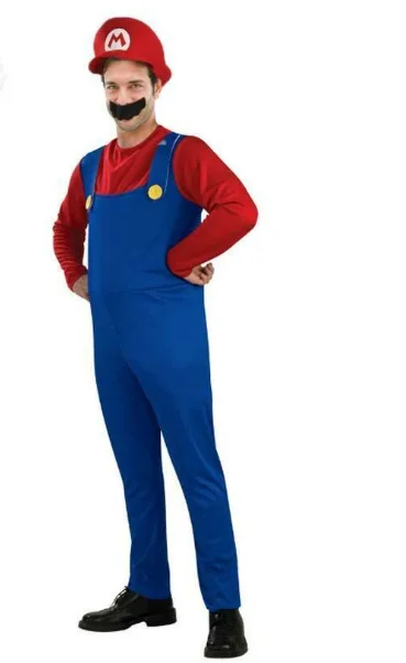 Ladies Mens Luigi Mario Bros Fancy Dress Super Plumber Bros Costume Outfit 