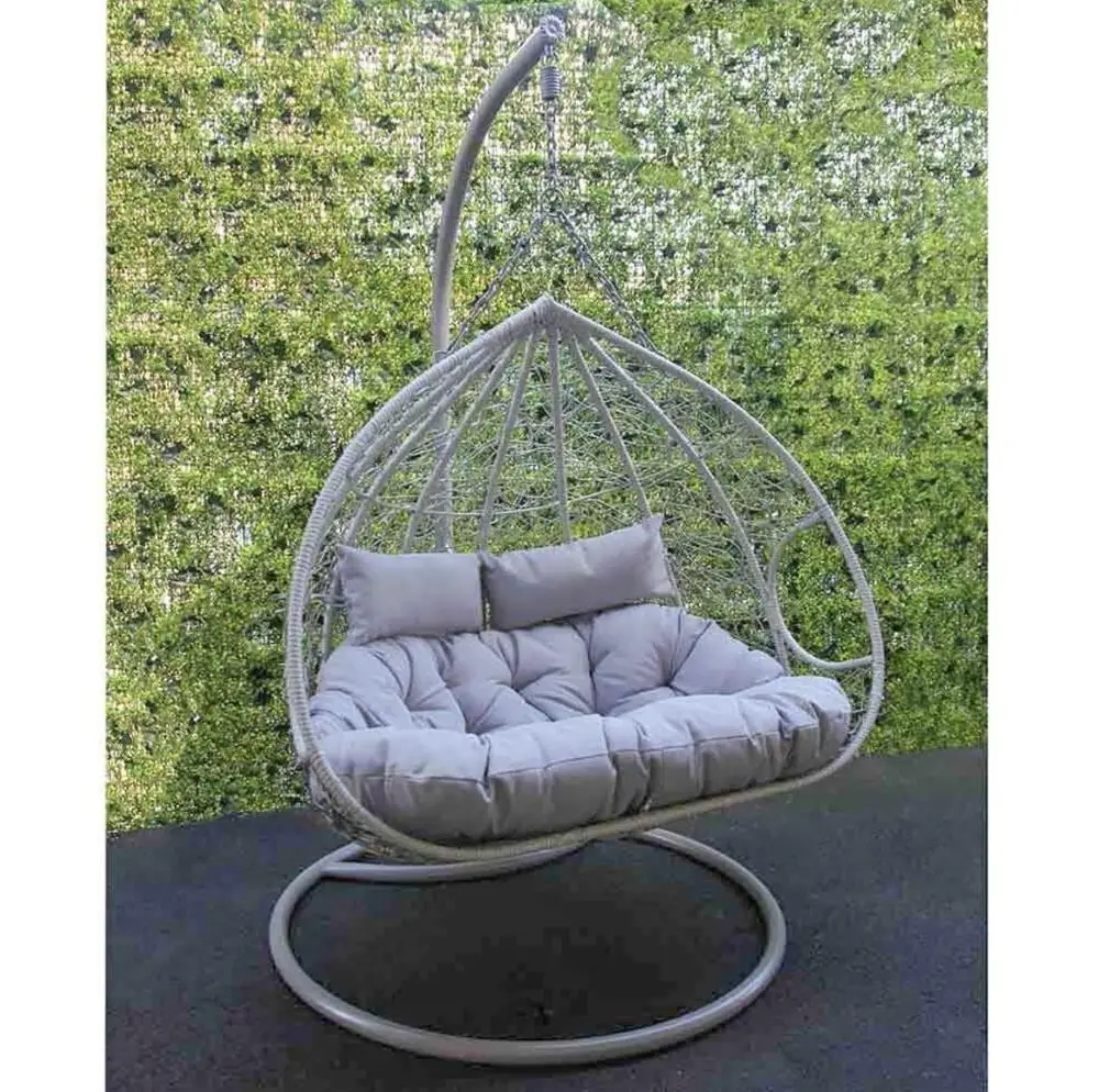 
Плетеное подвесное двойное кресло для яиц с подушкой и подставкой, двойное сиденье, садовые подвесные кресла для яиц 