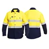 Fluorescent yellow and navy blue top