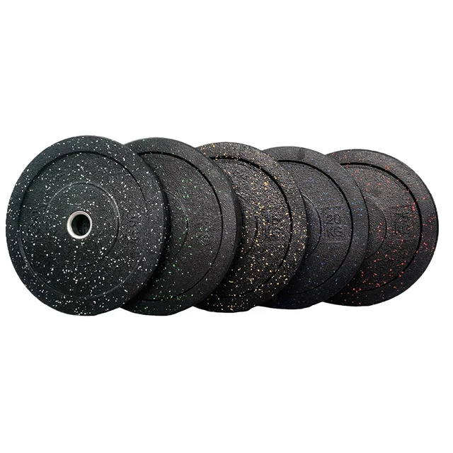 Commercial Colored Gym Home Equipment 45 LB Rubber Coated Hi Temp Crumb 5KG To 20KG Bumper Olymp Barbell Weight Plate Set