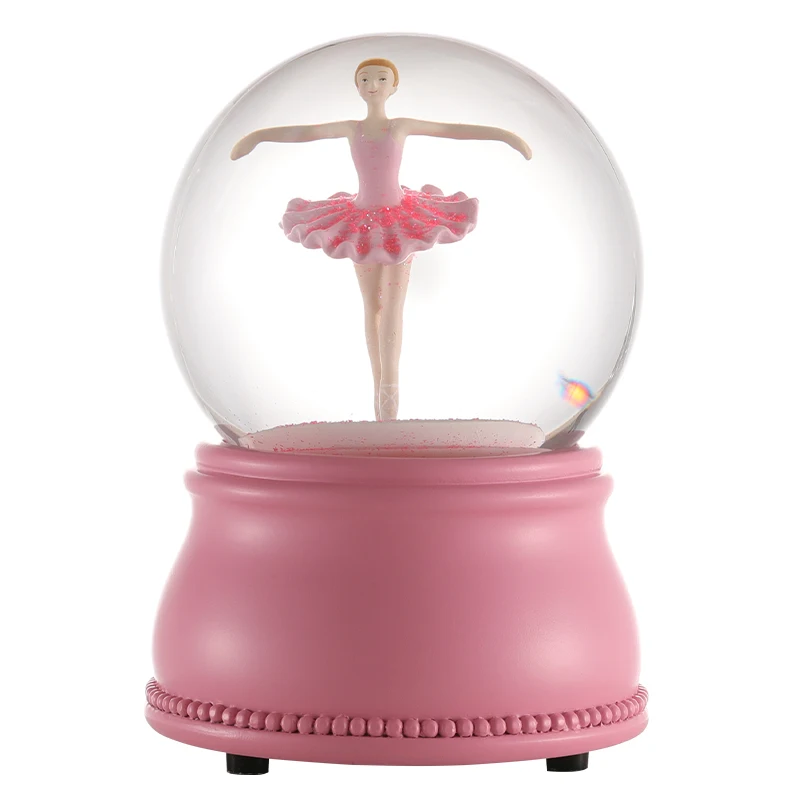 Custom Resin Snow Globe Music Spinning Dancer Dancing Water Globe Decor