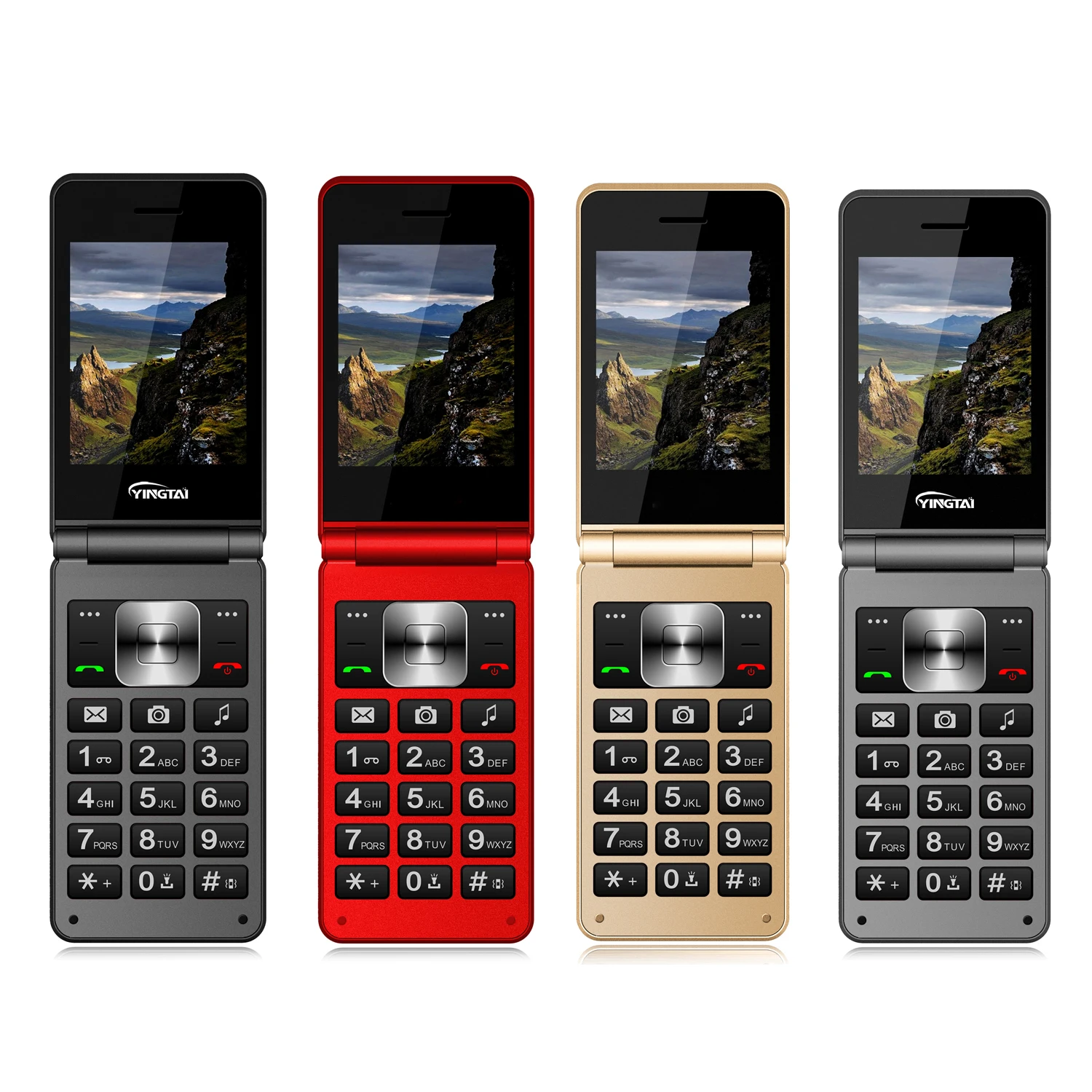 2G/4G Optional Keypad Flip Phone with 2.8 Inch Big Screen Dual SIM FM Torch Dual Screen GSM /LTE Mobile Phone
