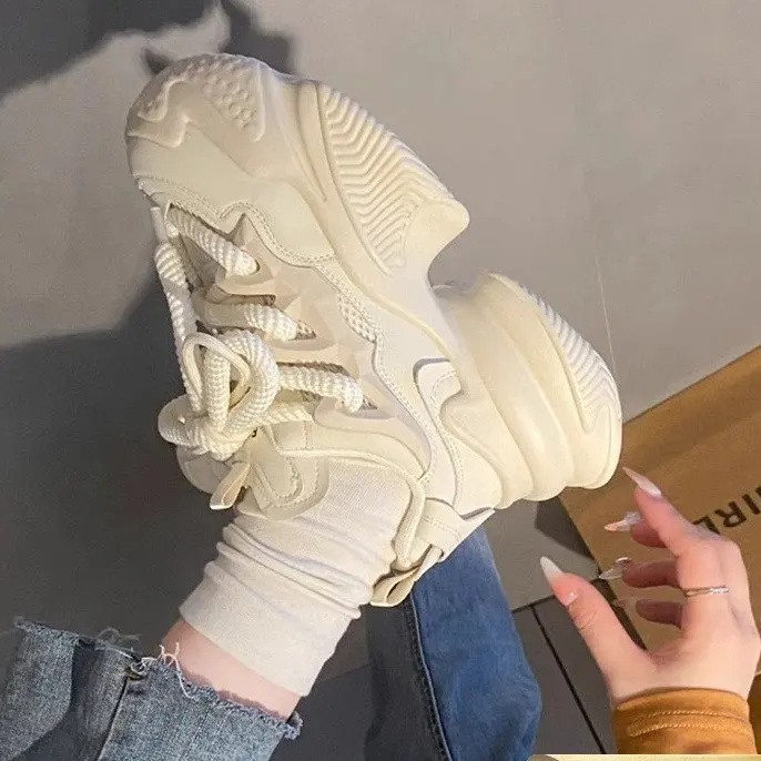 Wholesale Fashion Trend Comfortable Versatile Casual Lace up Height Increasing Platform Shoes Women Sport Shoes