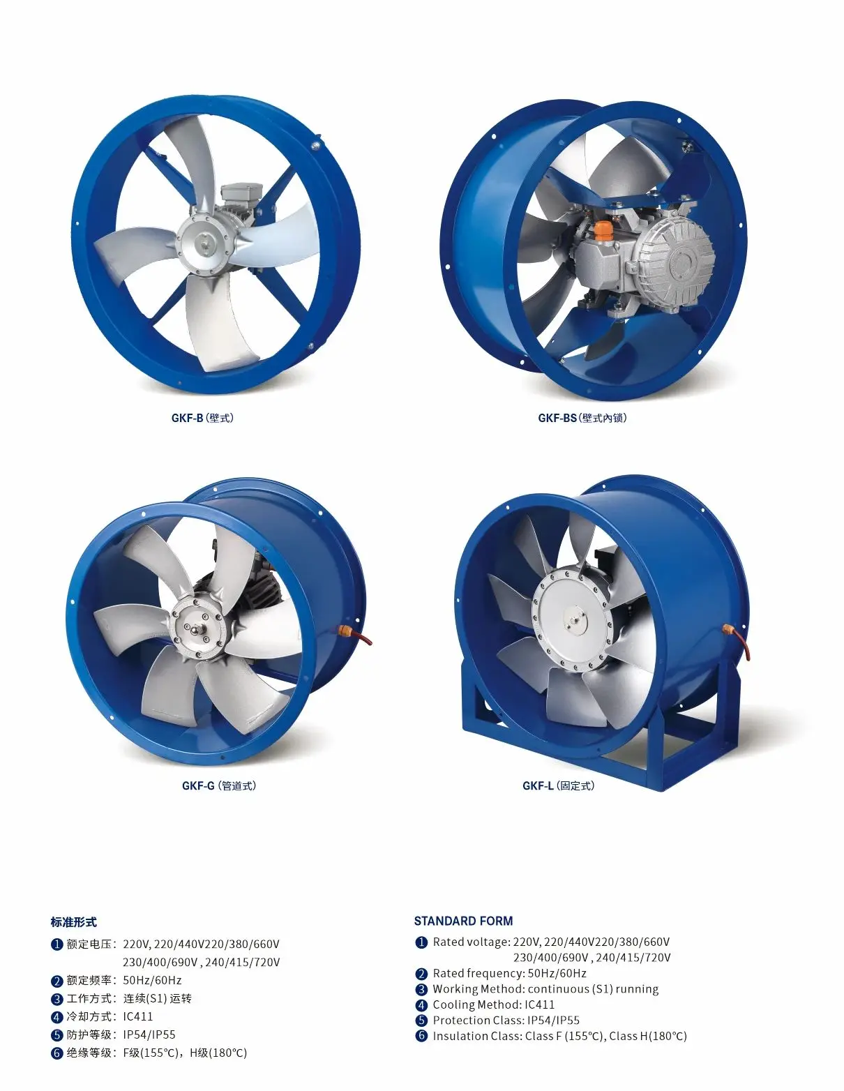 500mm 0.75kw High Temperature High Humidity Axial Flow Fan with 6 ...