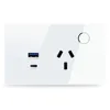 เต้ารับ Tuya WiFi- AU พร้อม USB- แผงกระจก