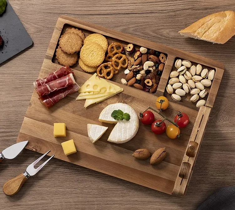 Tabla De Madera Para Queso Natural Acacia Wood Charcuterie Platter Picnic Logo Custom Cheese