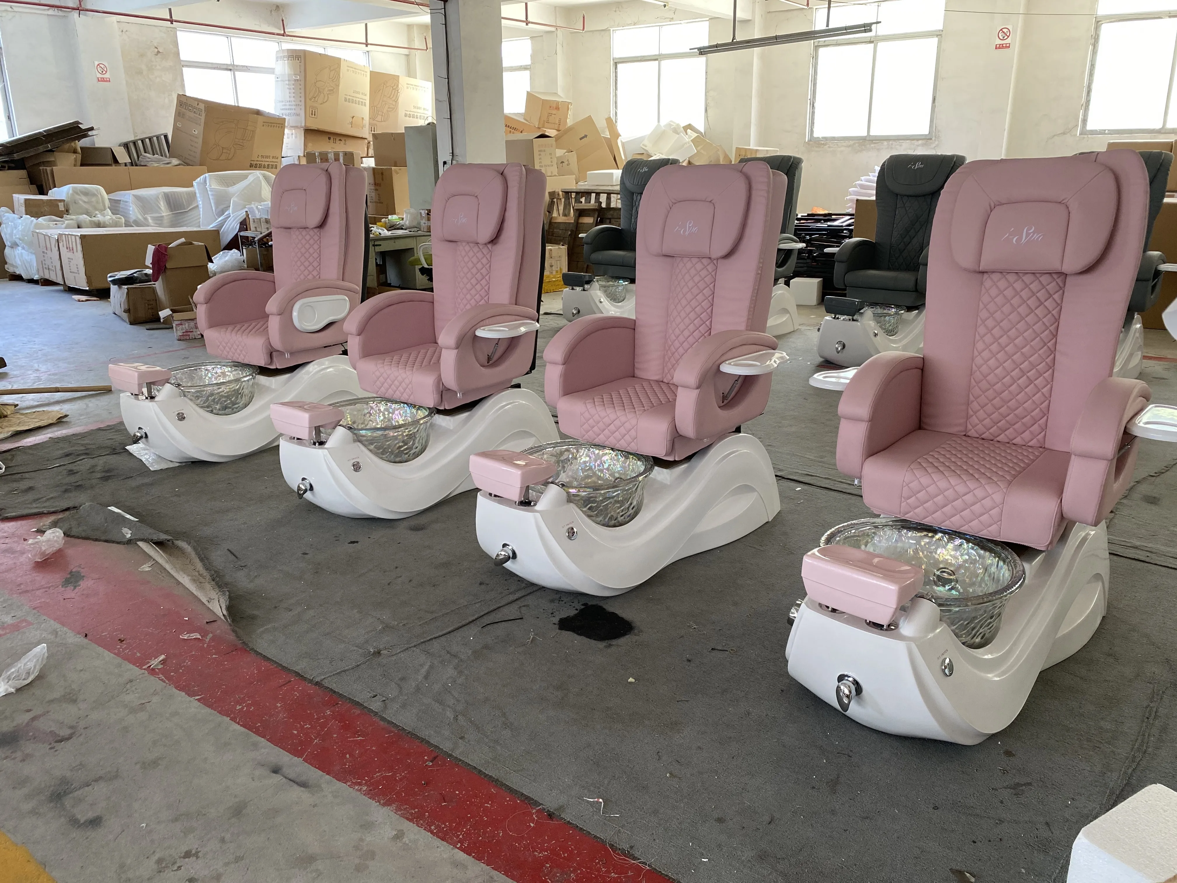 Luxury Nail Salon Furniture Pink Color Cheap Spa Pedicure Chairs For