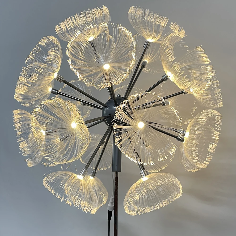 Custom Design LED Artificial Reed Dandelion Light Led Optical Fiber Dandelion Waterproof Outdoor Landscape Lamps Light