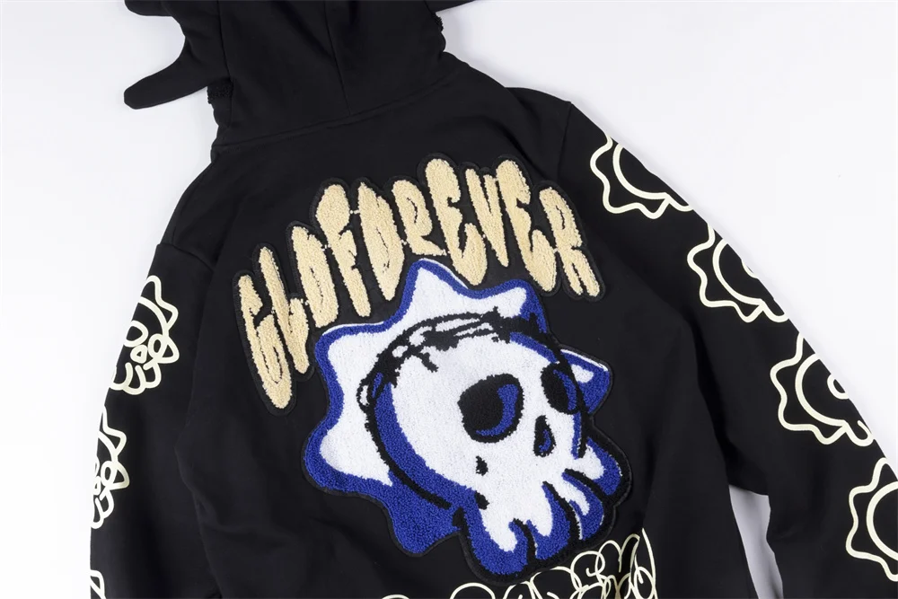 Glo Gang the Glory Full Zip Hoodie - Beverage Cartoon Printed