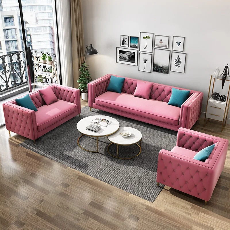 Delight Tufted Button Performance Velvet Sofa Home Furniture Fabric Sofa Living Room Sofas