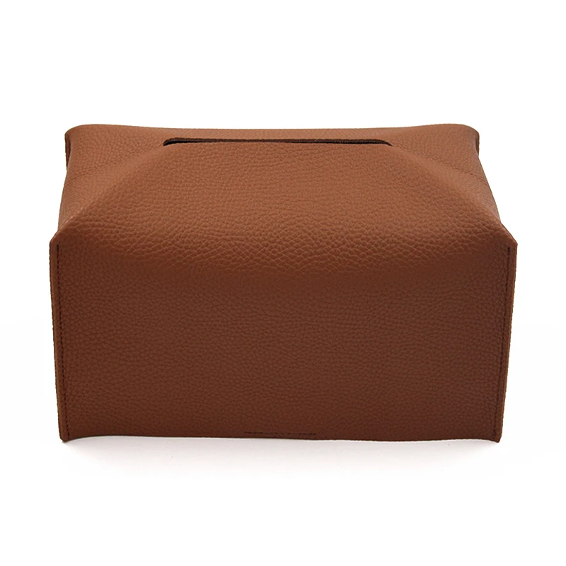 Modern Decorative Leather Rectangular Tissue Box Case Household Foldable Home Restaurant PU Leather Organizer