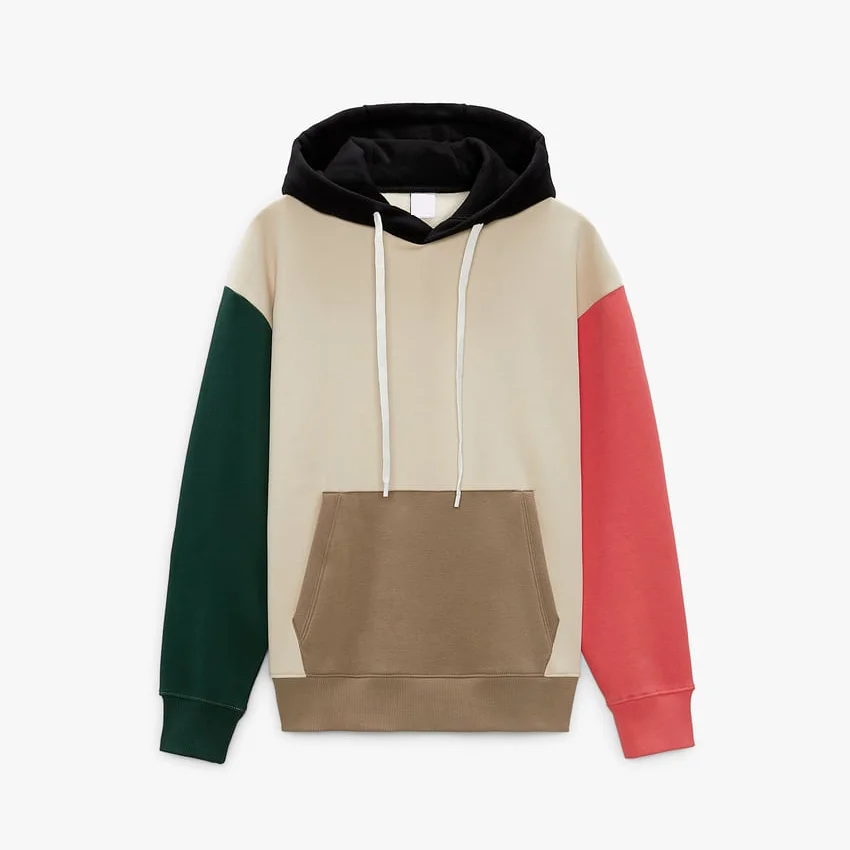 Tonal Colour Block Patchwork Hoodie