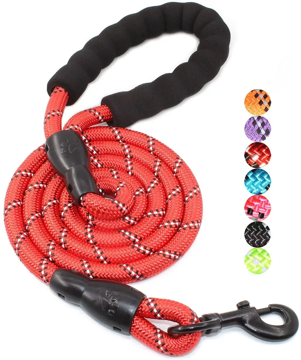 
 Upgrade Highly Reflective Threads Strong Durable Polyester Dog Leash with Comfortable Padded Handle for Medium Large Dogs  