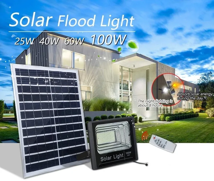 2 years warranty high lumen ip66 outdoor 25w 40w 60w 100w garden lamp led  solar powered light