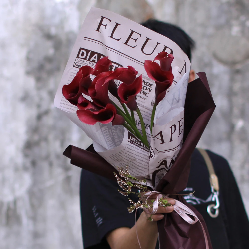 꽃다발 선물 영어 선물 상자 포장지 40g 웹 패션 패키지 꽃 종이 새로운 작은 종이 영어