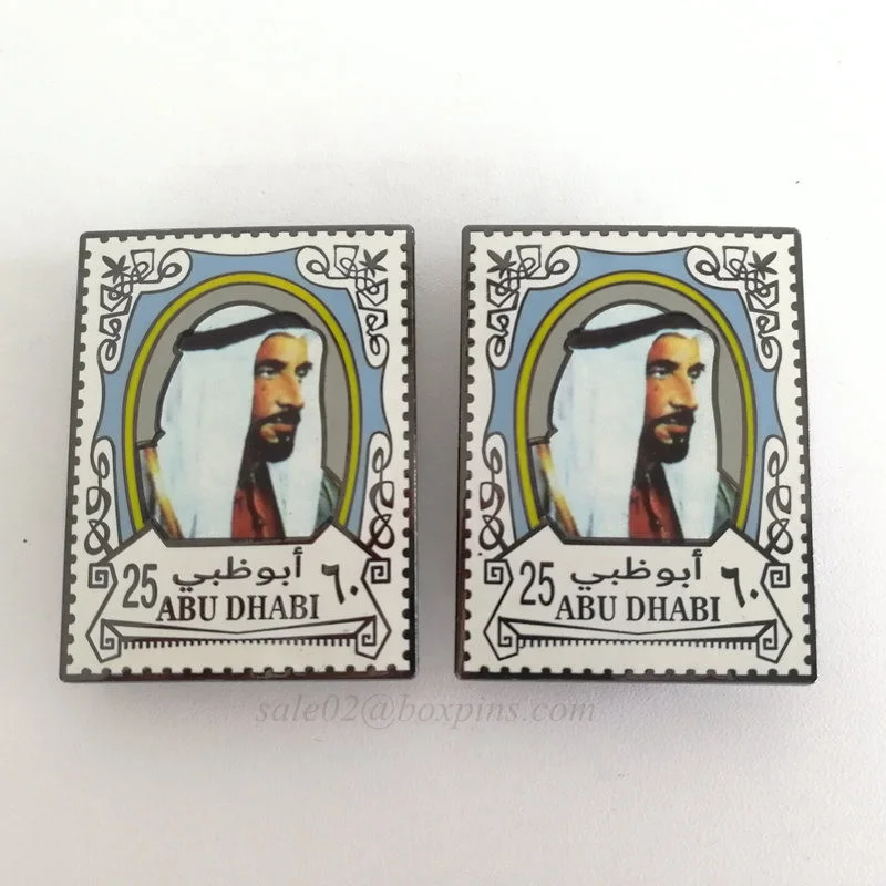 High Class UAE Abu Dhabi Zayed 25 Hard Imitation Enamel Double Magnet Lapel Pin Badge