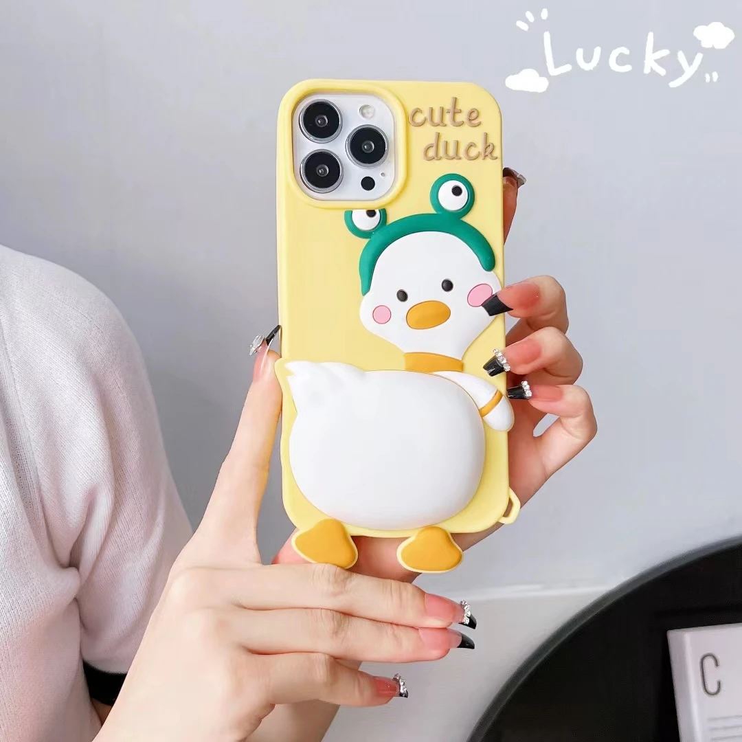 Cute 3d Duck Design Soft Silicone Phone Case For Iphone 15-11 Pro Max