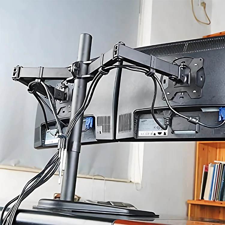 Portable Easy Rotate Dual Arms Monitor Stand with Base 13-32 Inch Free Visual Angle Adjustment Computer Laptop Stand for Desk