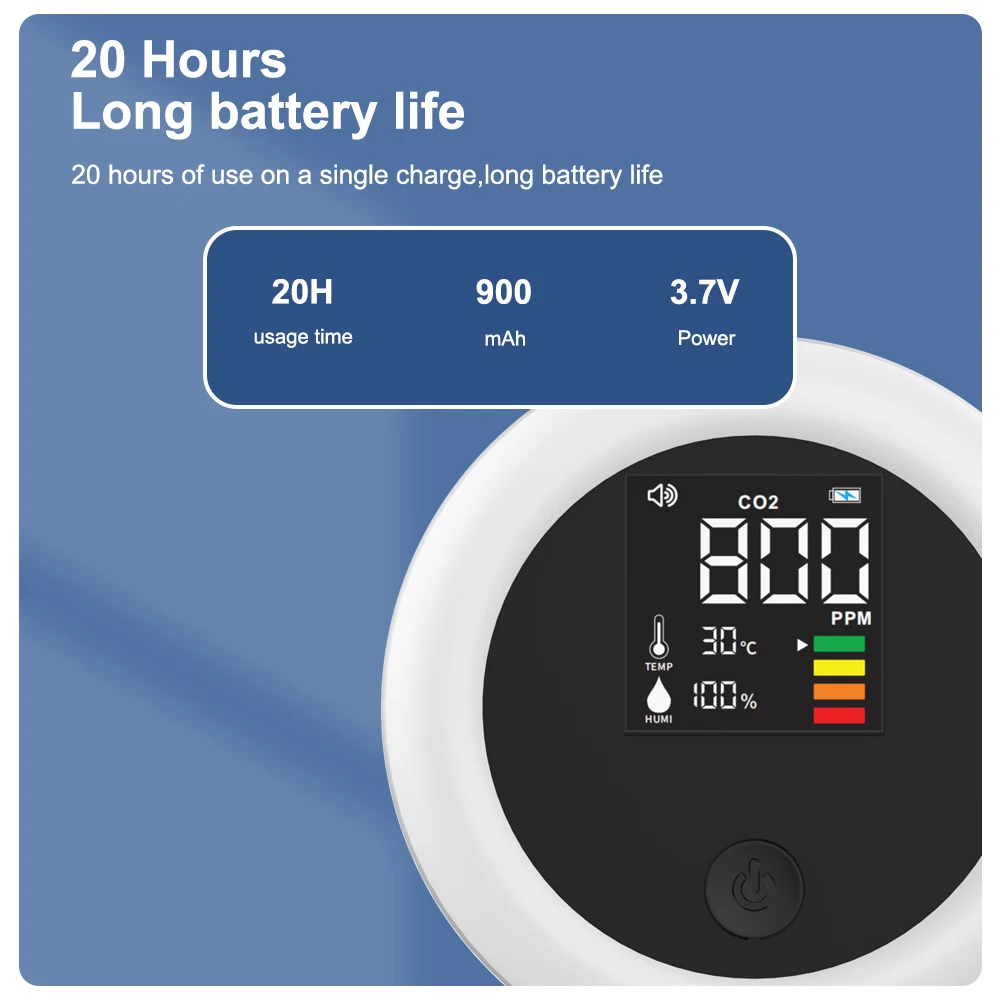 Портативный Измеритель Co2 Backpack с датчиком NDIR Газоанализаторы монитор качества воздуха детектор сигнализацией