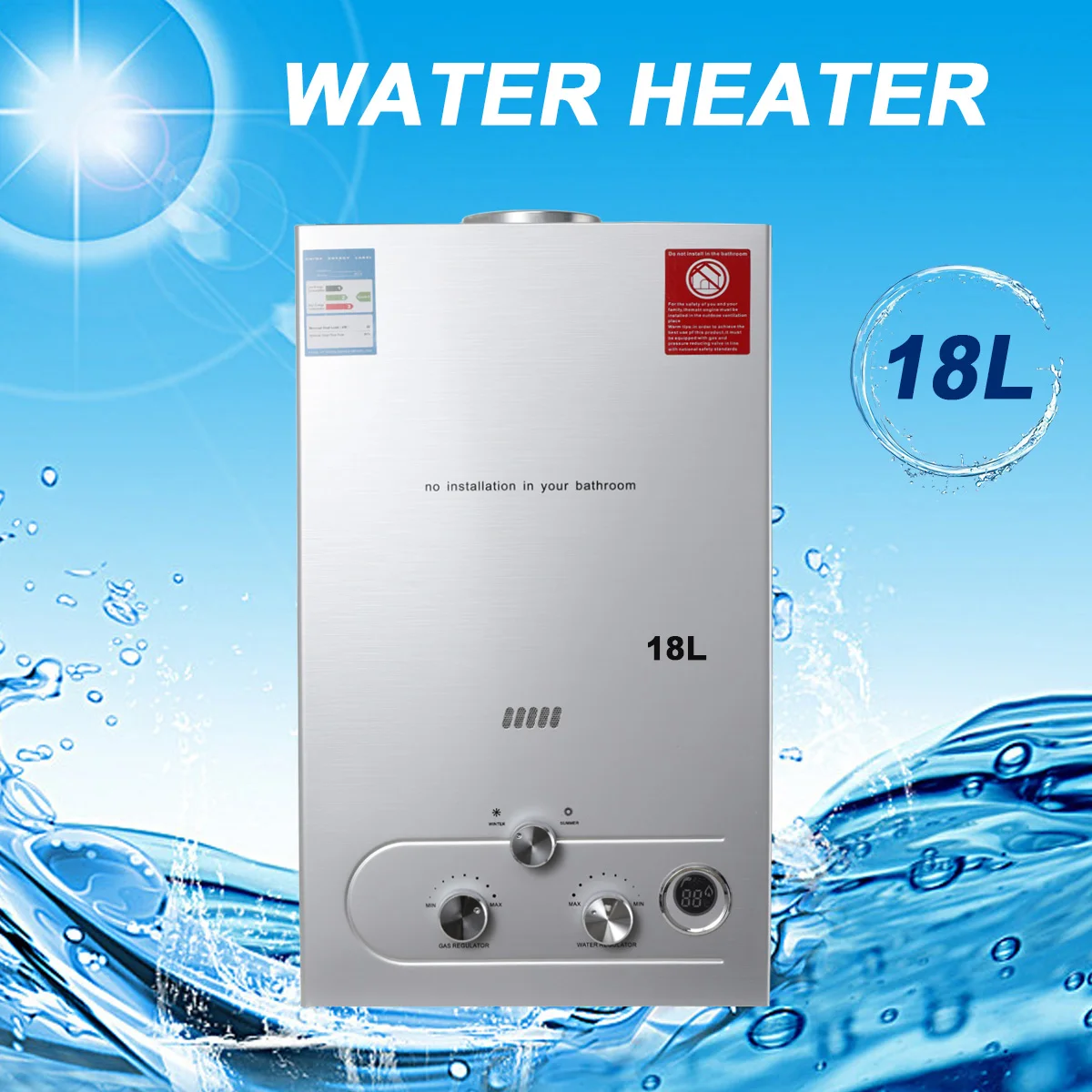 18l Lpg Tankless Instant Fast Heating Lpg Gas Household Smart Water