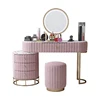 Pink set (Table+Side Cabinet+Mirror+Stool)