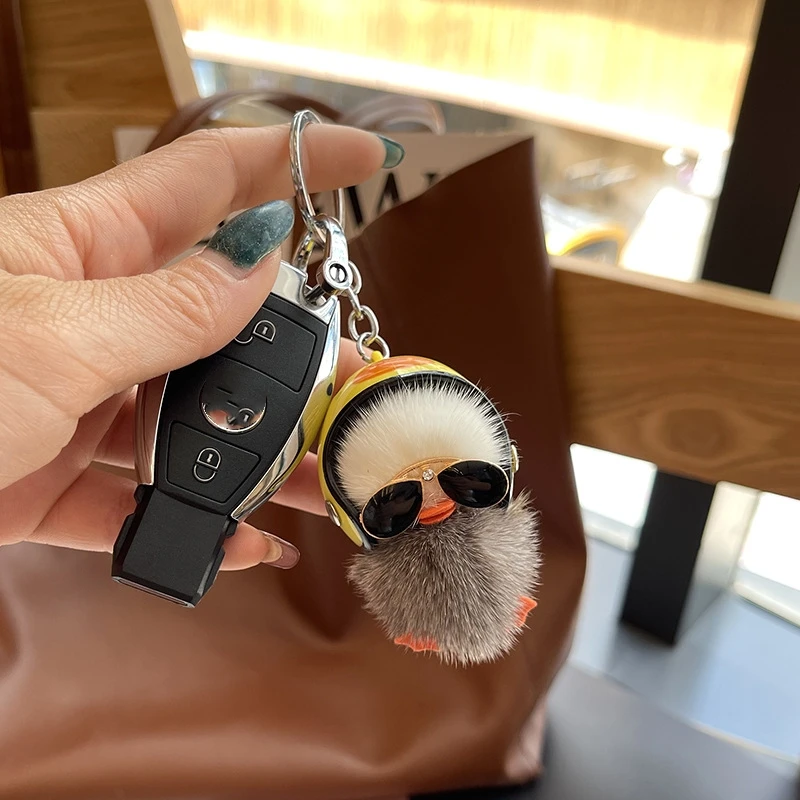 Portachiavi con ciondolo a forma di simpatico peluche a forma di anatra