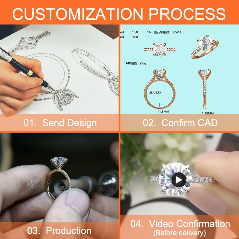 Jewelry Manufacturer Engagement Wedding Ring Moissanite Lab Diamond Custom  Jewlery Custom Ring