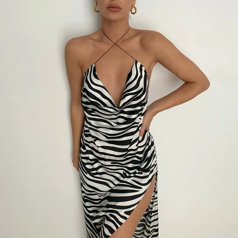 Vestido De Verano Largo Con Estampado De Cebra,Espalda Descubierta,2021 -  Buy Mujeres Sexy Sin Espalda Vestido,De La Cebra-raya Vestido De Las  Mujeres,Nuevo Bodycon Jag Vestido Largo Product on Alibaba.com