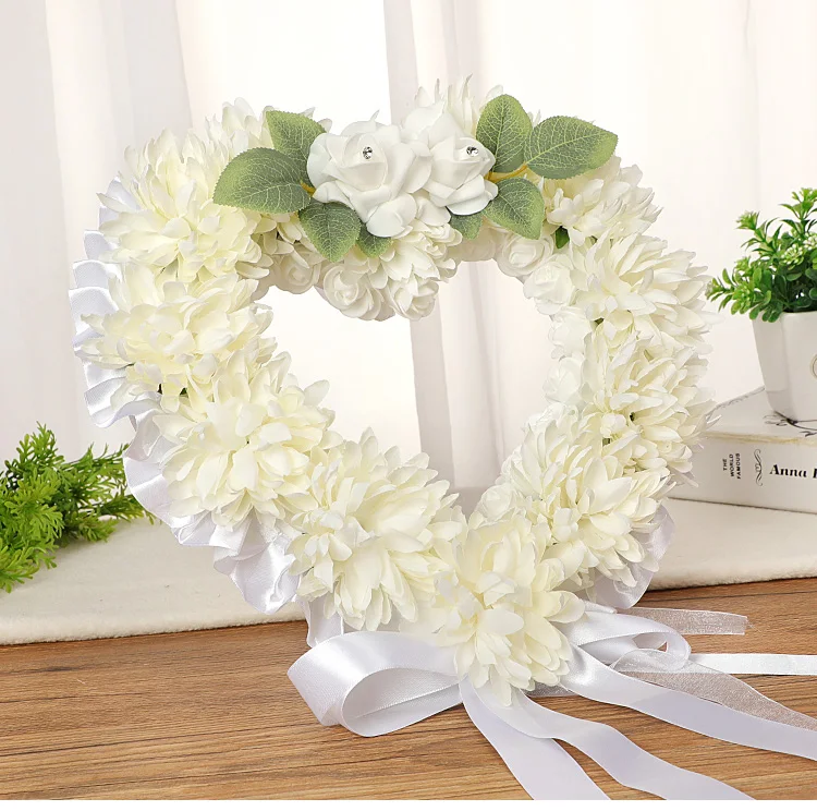 Ivory Pillow Silk Artificial Funeral Flowers Wreath/Memorial/Grave/Tribute 20x12 