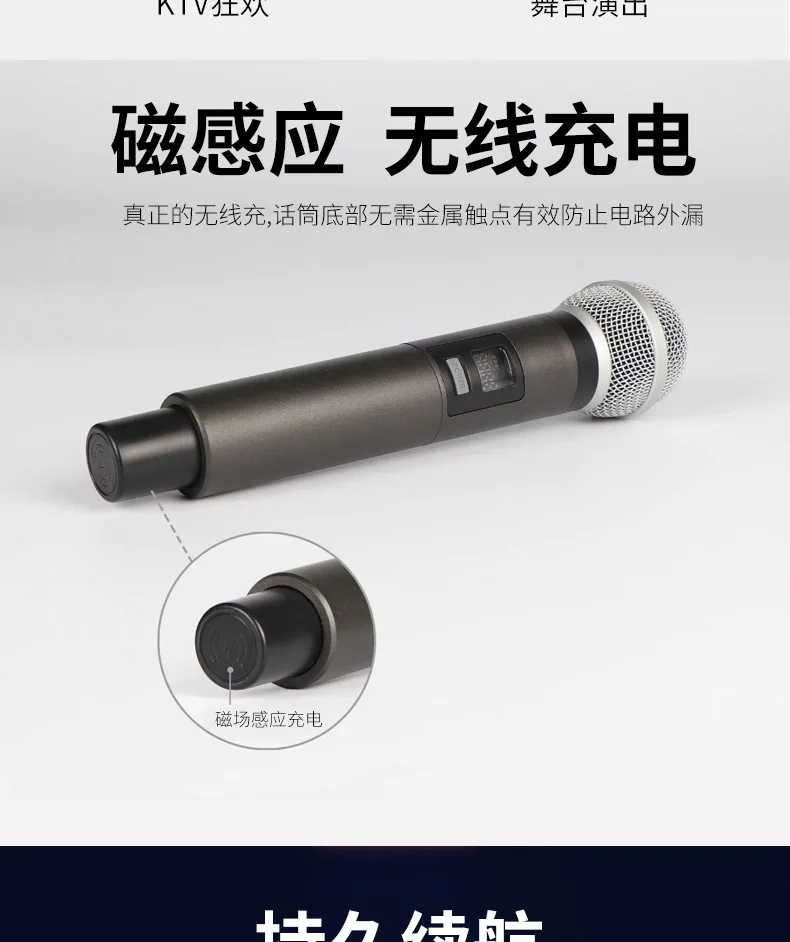 Induction Rechargeable Wireless Microphone One For Two Ktv Car