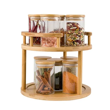 2-Tier Lazy Susan Turntable Kitchen Organizer Storage Container Bamboo  Spinning Spice Rack Holder - China Spice Rack Organizer and Bamboo Spice  Rack price