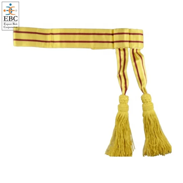 Oem Gold & Maroon Waist Sash Customized Shoulder Sash Wholesale Ceremonial Gold & Crimson Sash