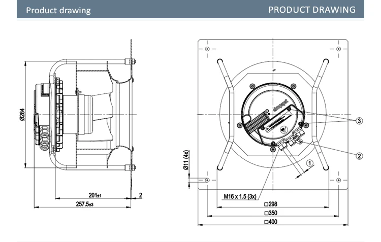 Ball Bearing, K3G250-AV29-B2, 250mm, 230VAC, 50/60HZ - detail 6