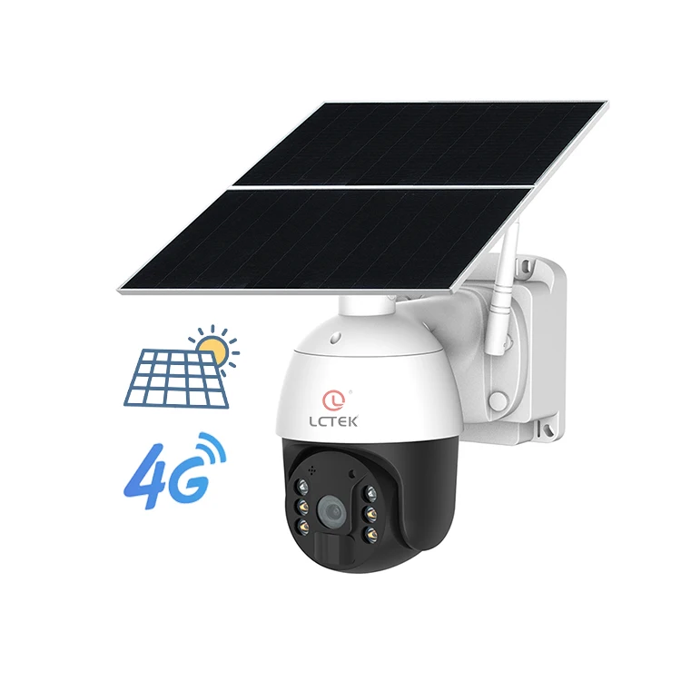 LCLCTEK 24 Hours Continuous Real Time Recording 4G Solar Camera 1080P Battery Solar Powered Full Color Outdoor CCTV Camera