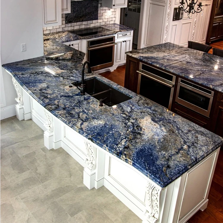 Newstar Polished 2cm Azul Bahia Blue Granite Stone Wall Flooring Tile Slab,  Beautiful Blue Dream Granite Countertop in Kitchen from China 