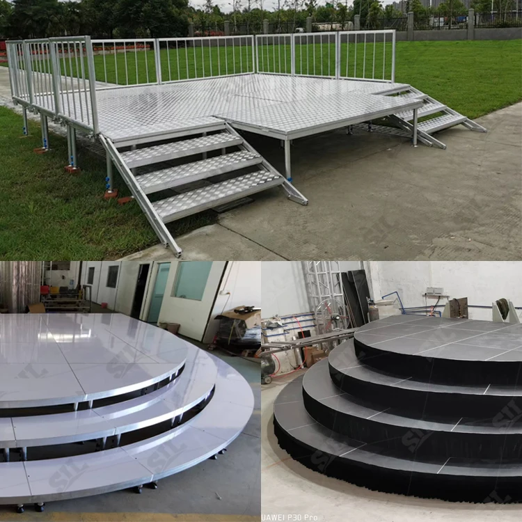 SIL Custom  XXXL Plus Size Complete Theatre Stage Concert Set up Theater Stair Outdoor Shiny Full Set Performance Stage for Sale