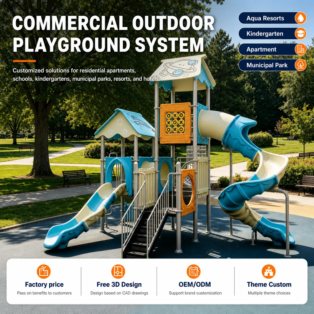 Outdoor Playground Equipment PE Board Kids Climbing Frame Slide Swing Set Galvanized Steel CE CPC ASTM Certified Wholesale OEM