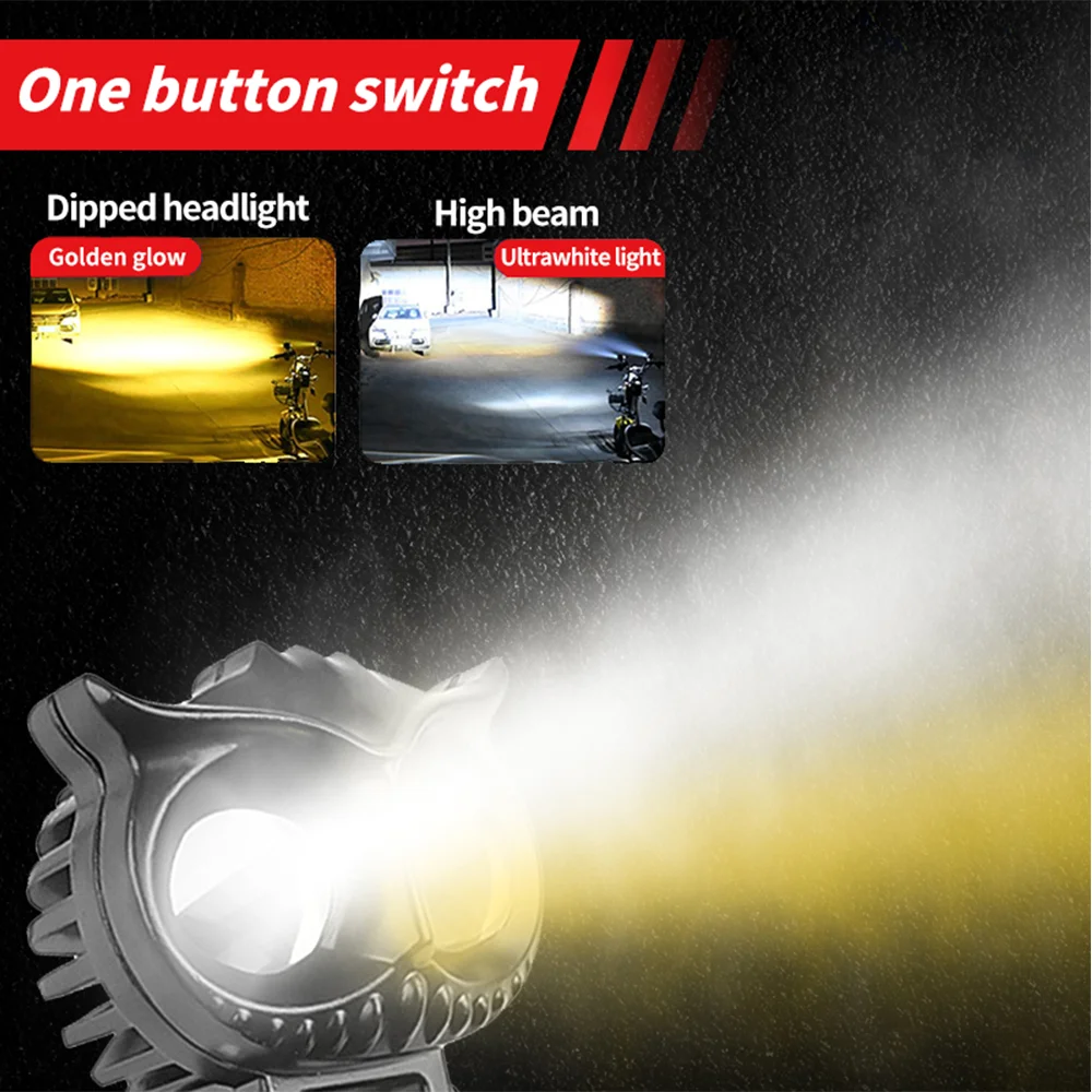 Dual Color LED Headlight with Owl Design Auxiliary Spotlight Lamp Accessories for Motorcycle ATV Scooter Car Fog Light Systems