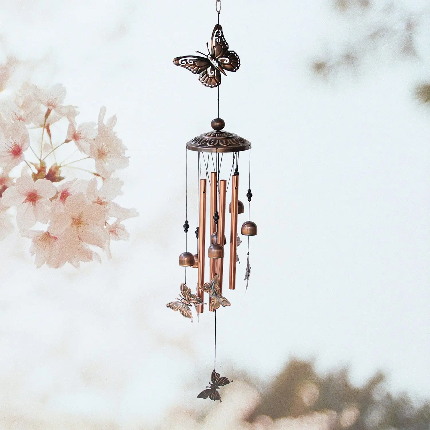 Waterproof Metal  Solar Butterfly Wind Chimes as pic