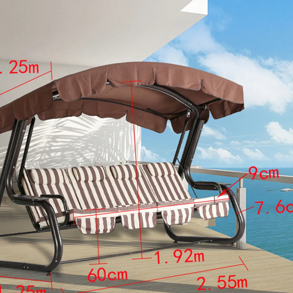 Swing Chair Garden 3 Seater Roof Outdoor Metal Patio Wrought Iron Patio
