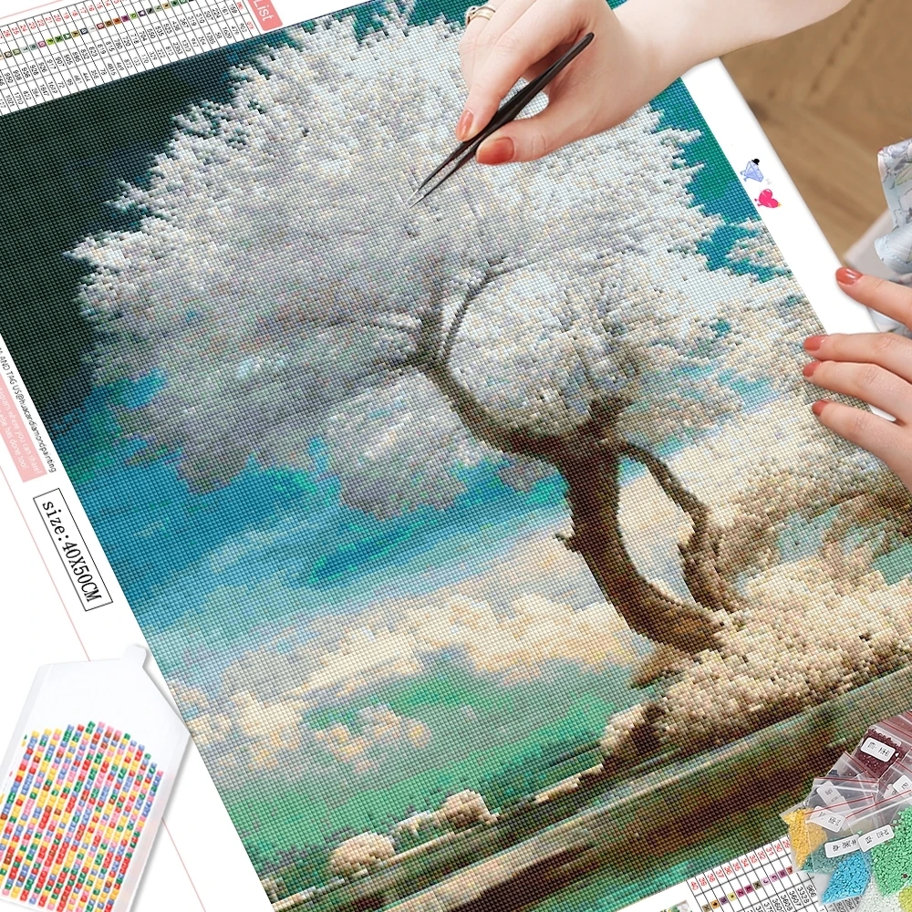 HUACAN Factory Custom Full Drill Tree Diamond Painting Landscape 5D DIY Hot Selling Embroidery Pop Art for Adults and Kids