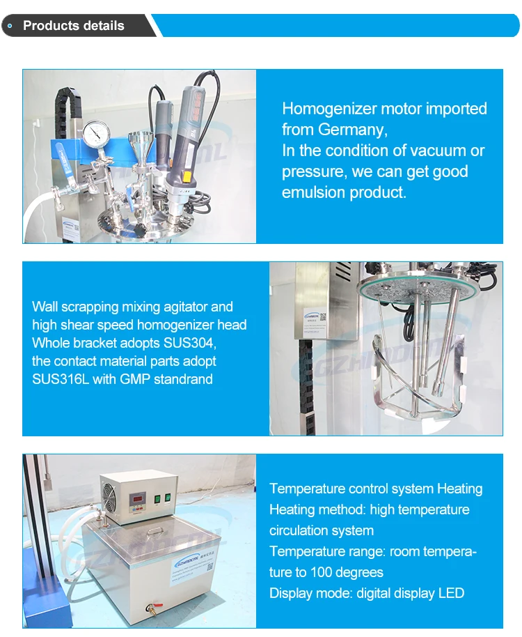 Small Scale Emulsifier Homogenizer Reactor Lab Vacuum Mixer For