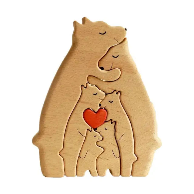 Family Home Decor Family Keepsake Gift Personalized Bear Family Wooden Puzzle