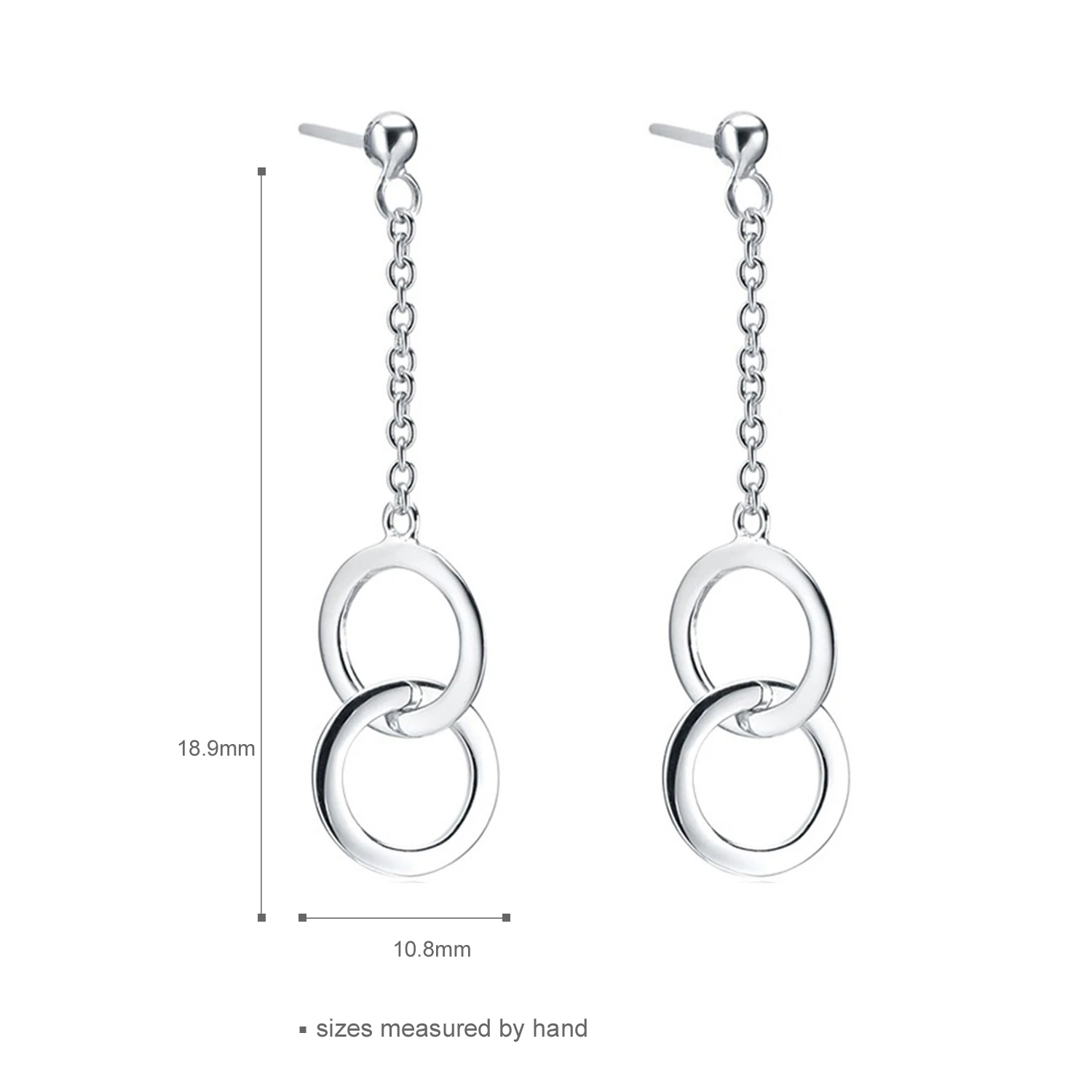 2021 New Design Minimalist 925 Sterliing Sliver Women Gift Long Drop Two Circle Erring Jewelry(图4)